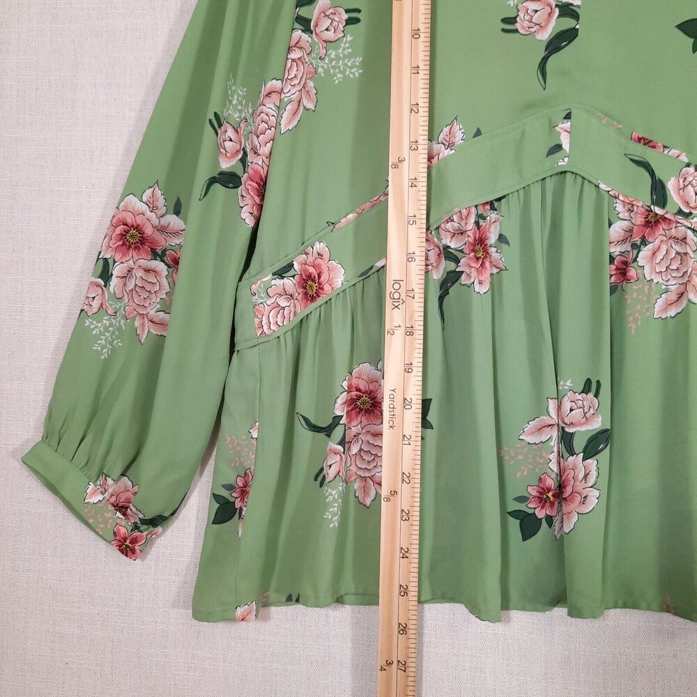 LOFT Babydoll Peasant Top Size Medium Empire CottageCore Boho Chic Floral Green - Picture 12 of 15